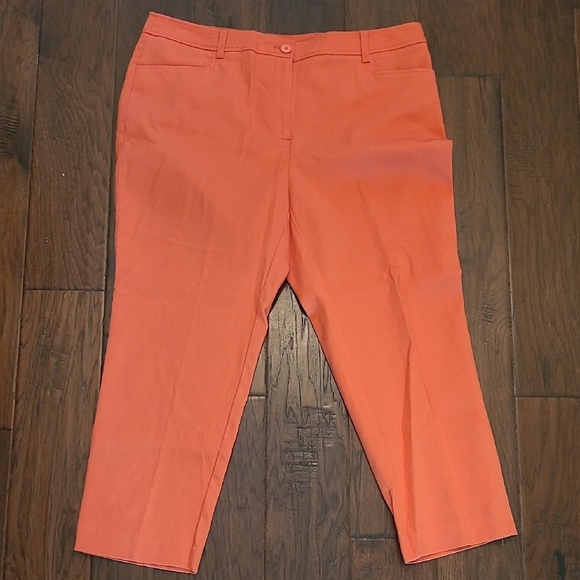 Anne Klein women's coral pink cropped pants with textured pattern size 14 - Picture 1 of 9